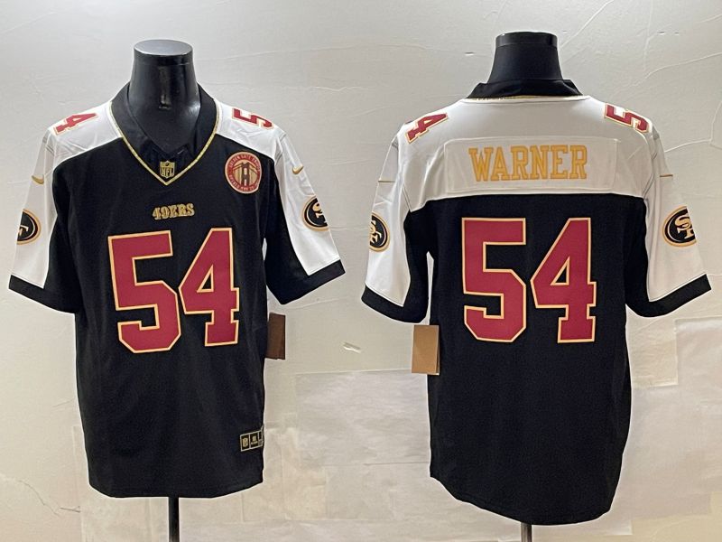 Men San Francisco 49ers #54 Warner Black Gold Thanksgiving three generations 2025 Nike Limited NFL Jersey style 1